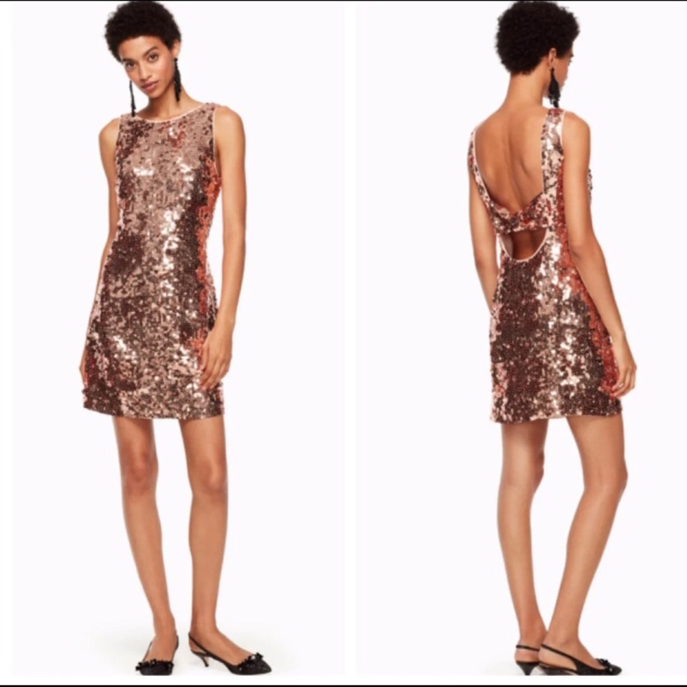 Kate Spade Finer Things Rosegold Sequin Dress